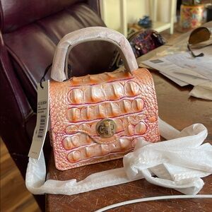 Brahmin Arietta Apricot Rose Melbourne Mini Crocodile-Embossed Bag